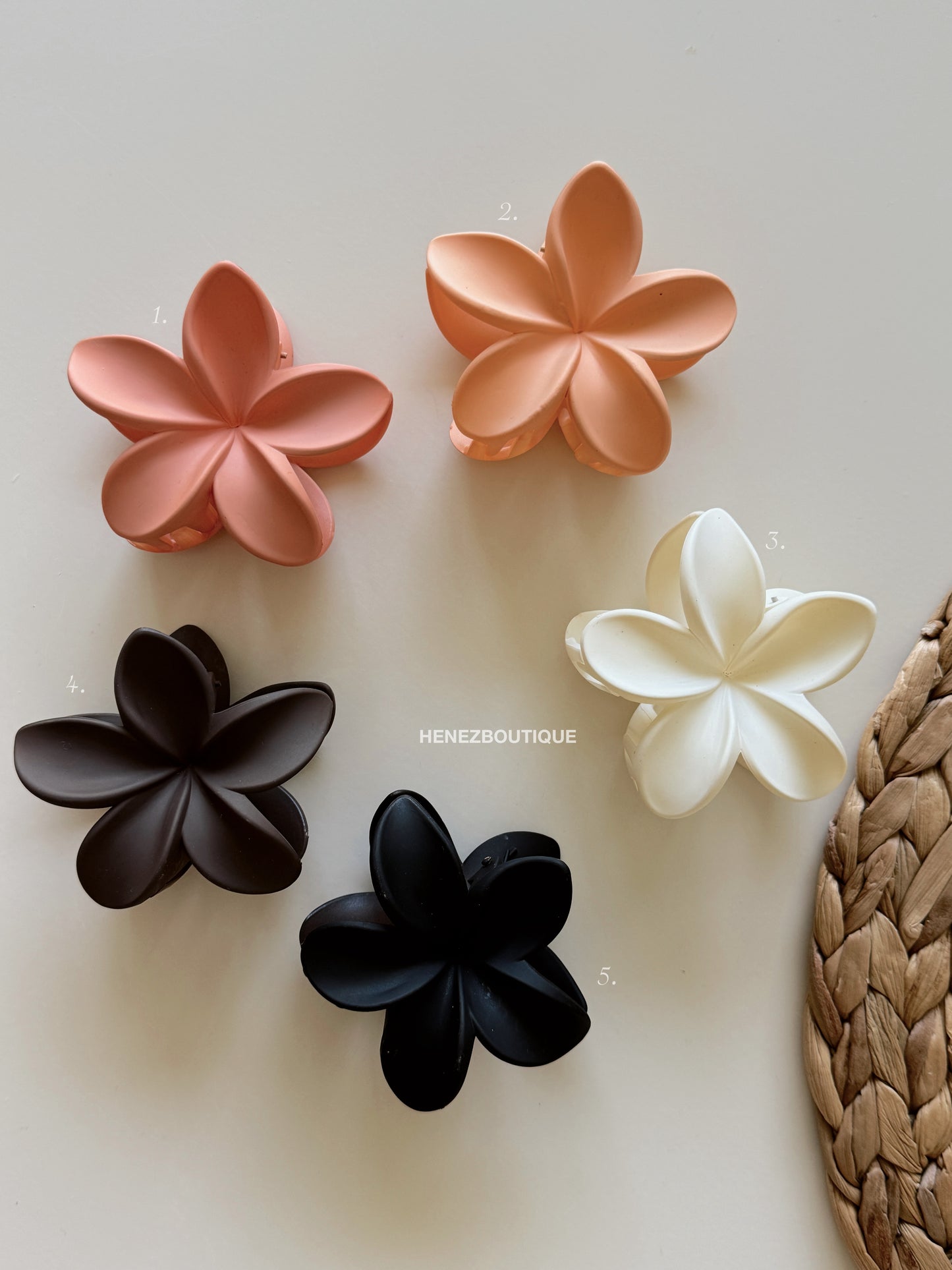 Matt flower hair clips