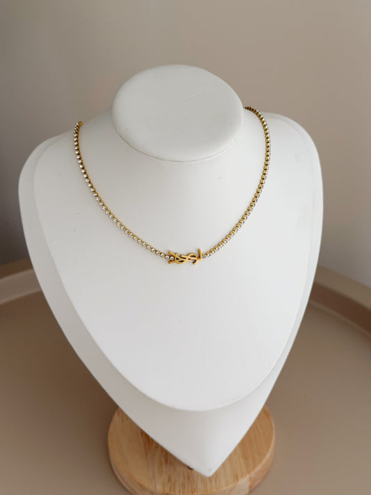 Gold Ysl tennis necklace