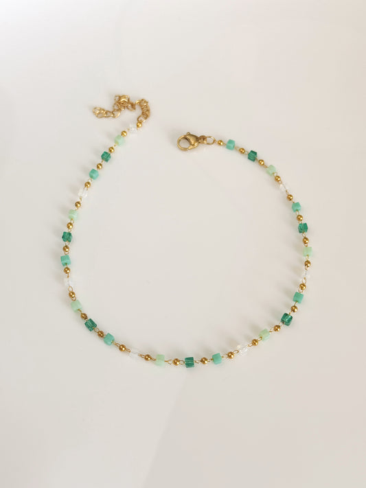 Green beads anklet