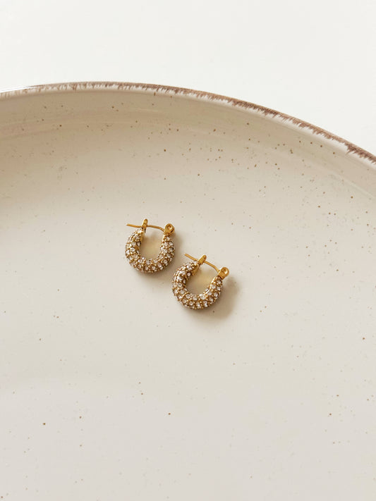 Small stone hoops earrings