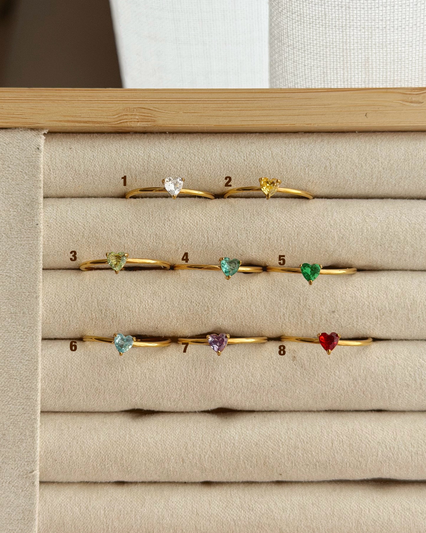 Minimal heart rings one size