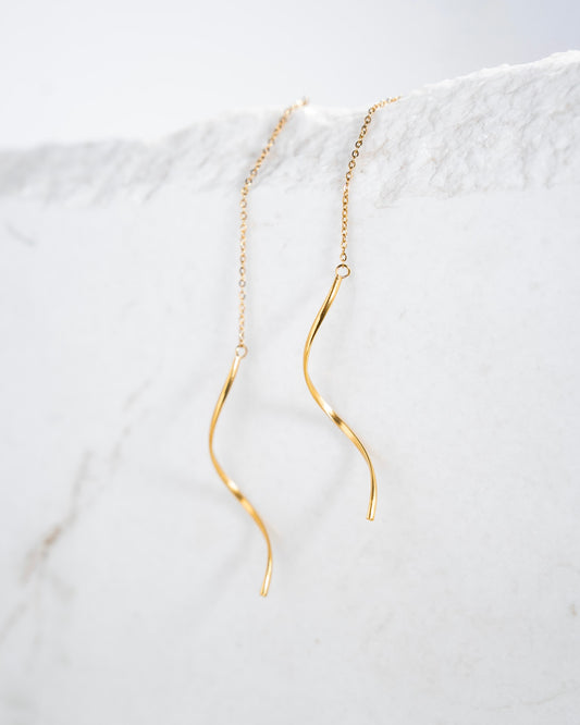 Long tassel golden earrings
