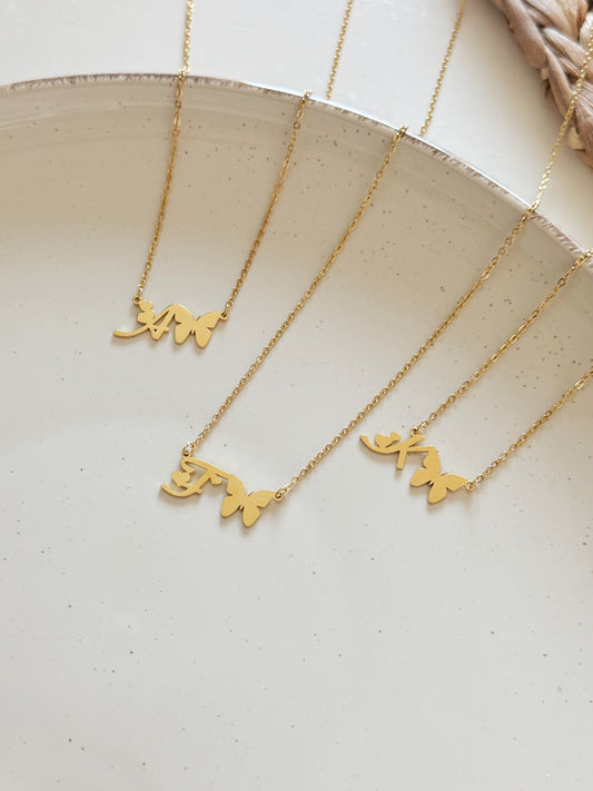 Butterfly initial Necklace