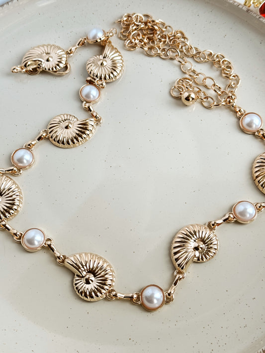 Shell and pearls waist belly chain