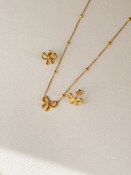 Bow necklace and earrings