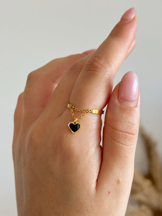 Heart drop chain ring