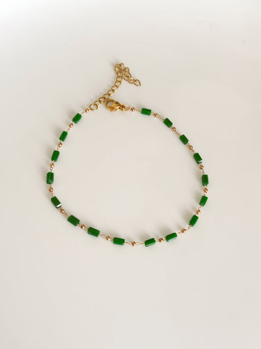 Green beads anklet