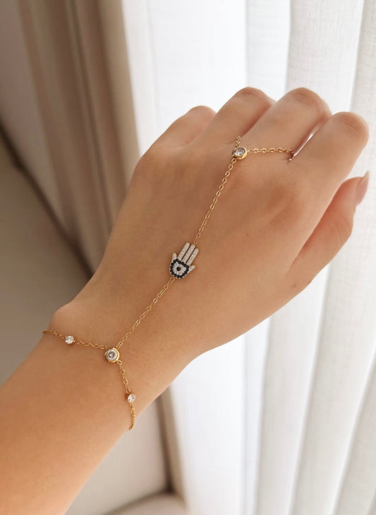 Hand of luck gold hand chain