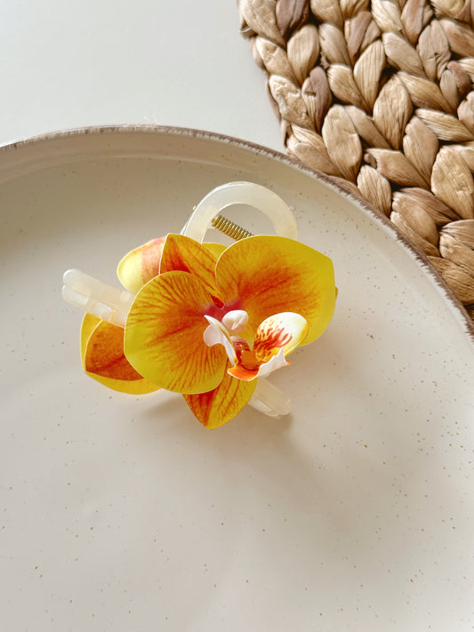 Orchid flower hair clip