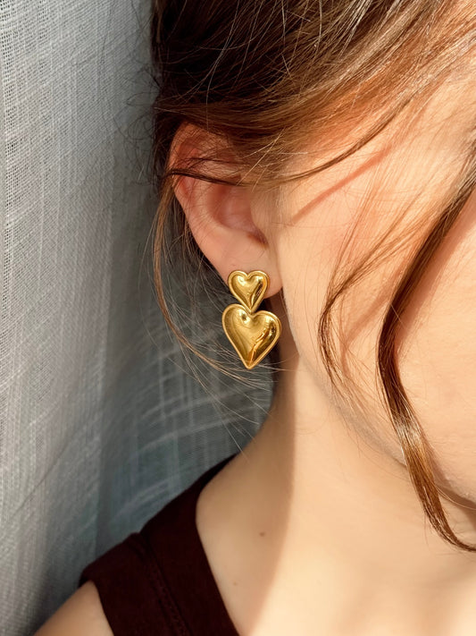 Double hearts earrings