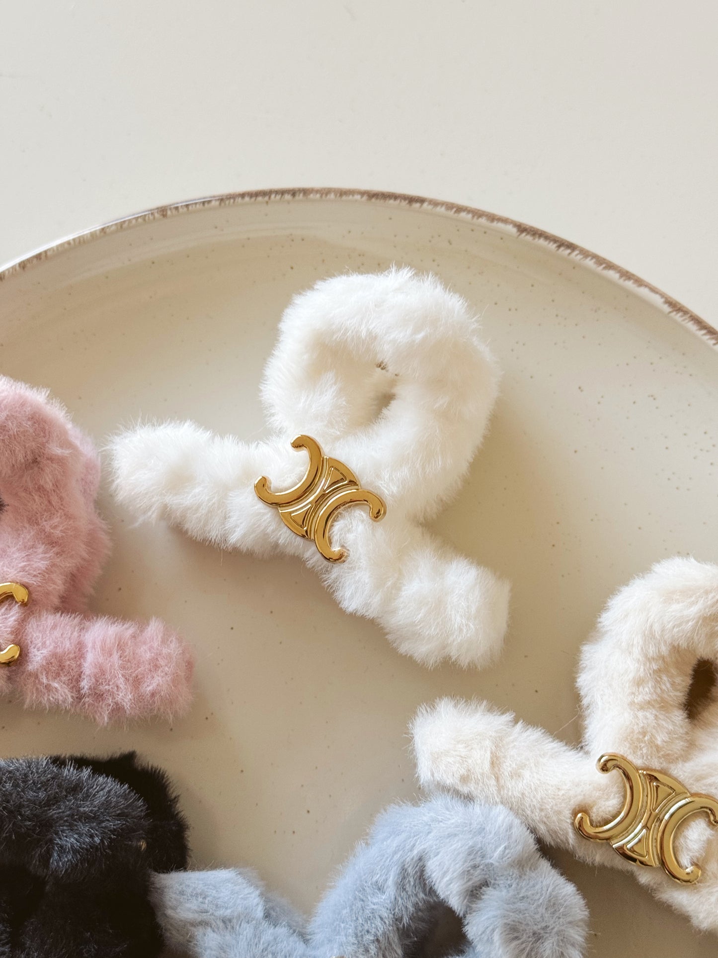 Celine plushy hair clips