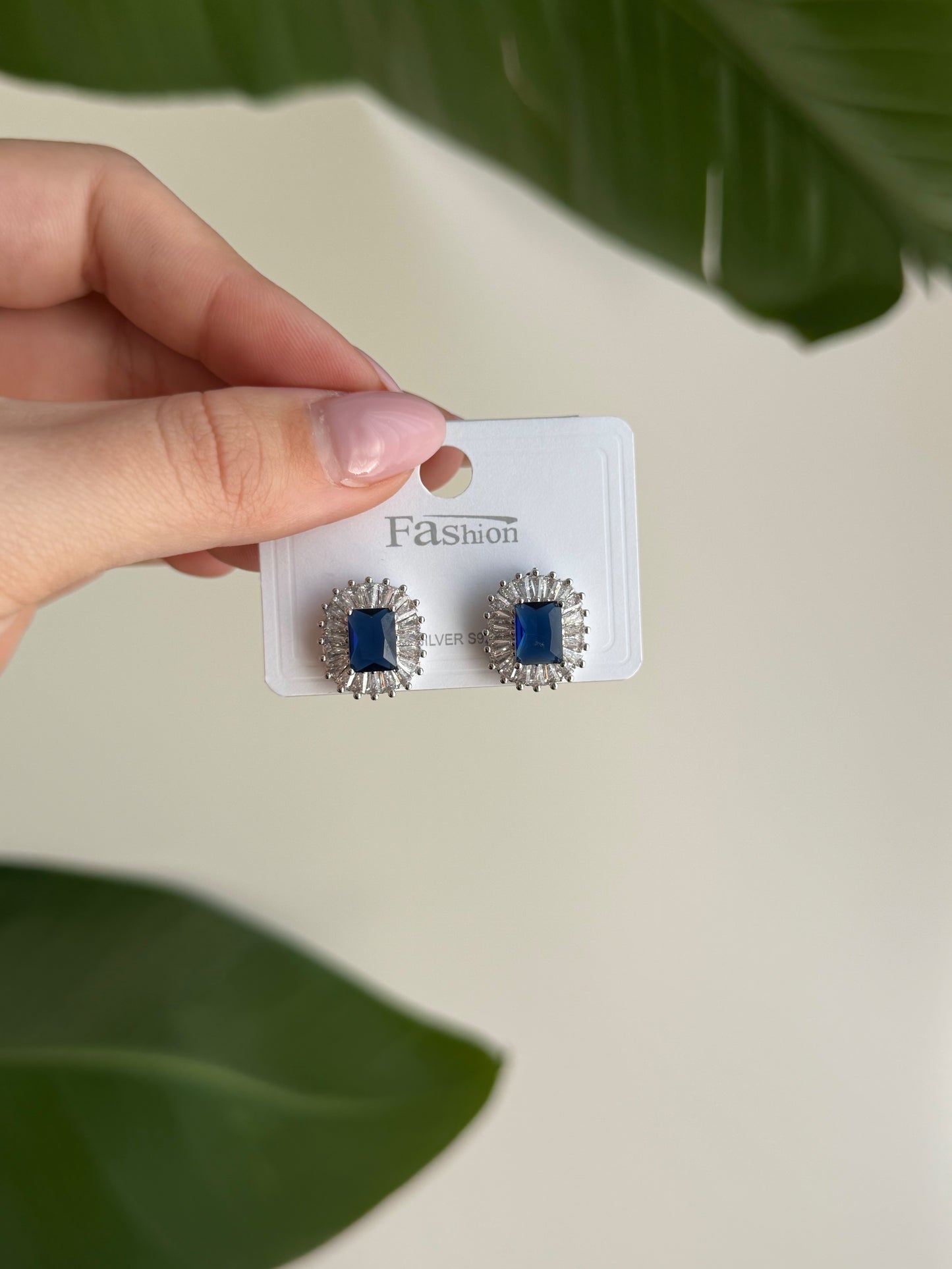 Silver and blue stone class earrings