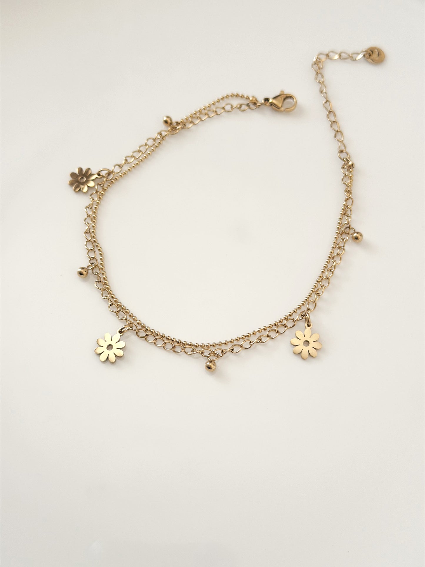 Gold flower anklet