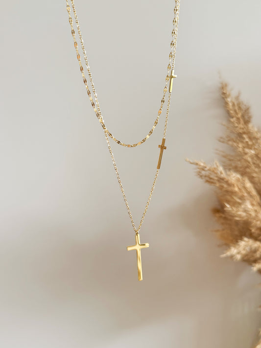 Double cross necklace