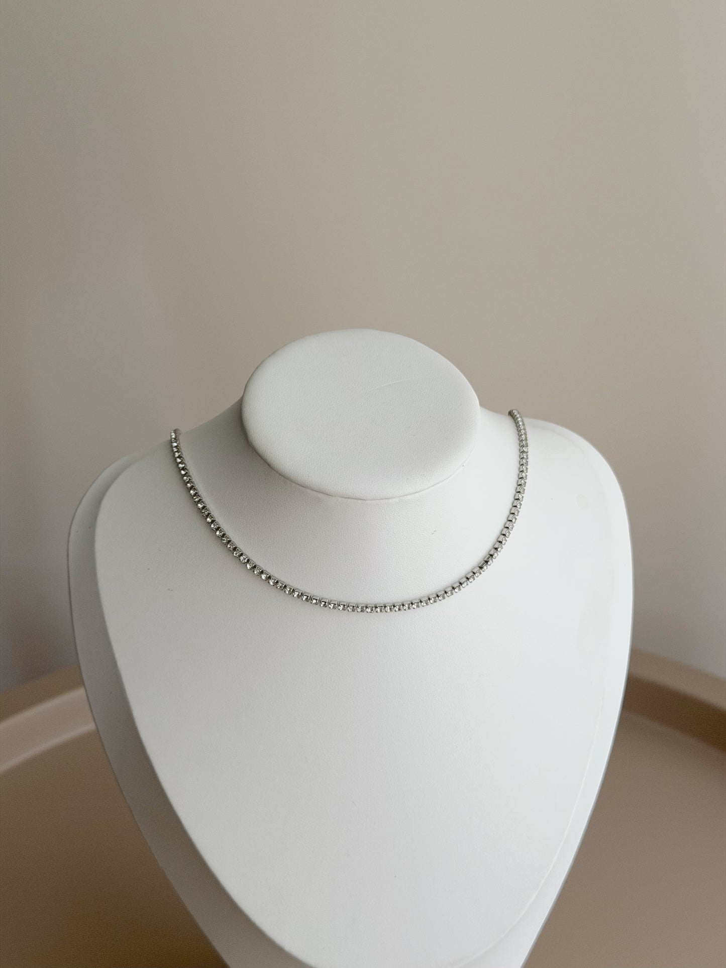Fine silver tennis necklace