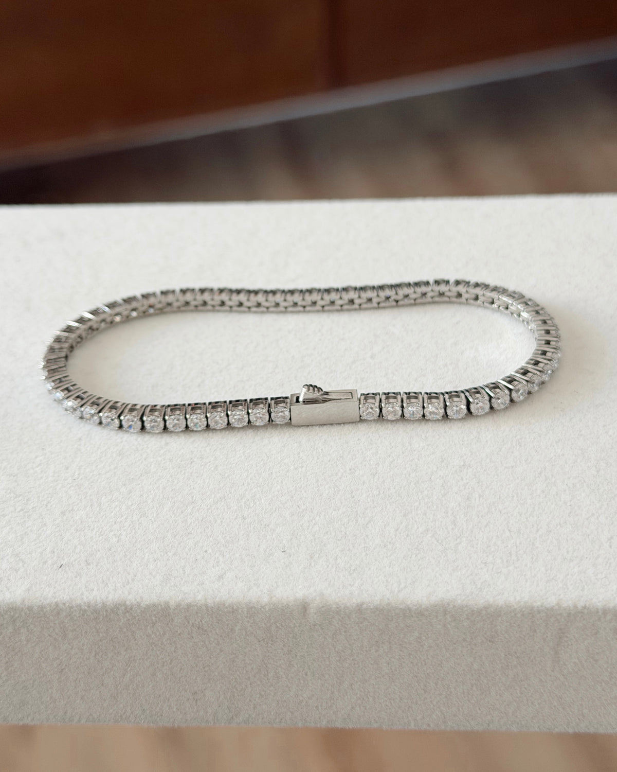 Premium zircon & stainless steel tennis bracelet unisex