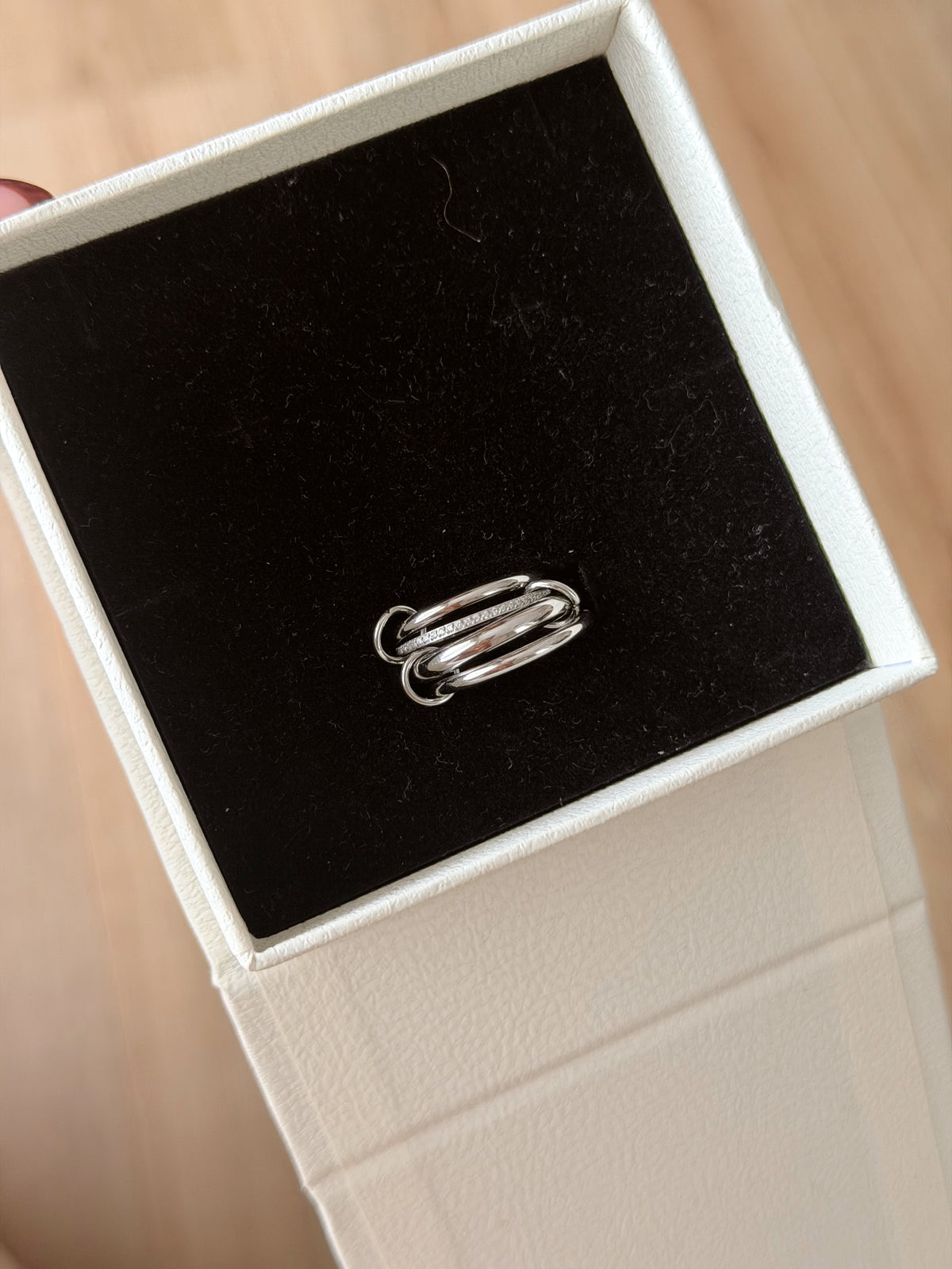 Silver 4 layered spinelli ring