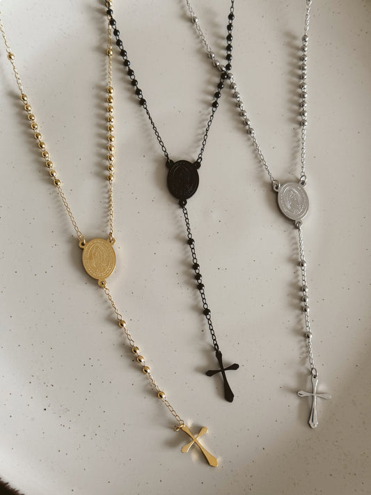 Rosary necklace unisex cross