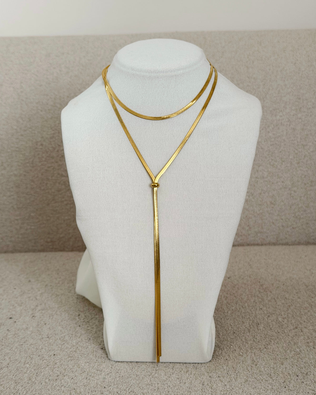 Y long snake chain necklace