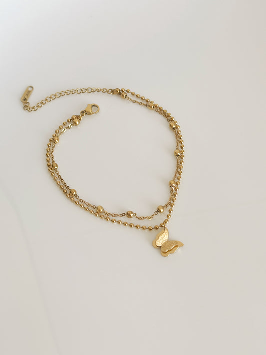 Double chain butterfly anklet