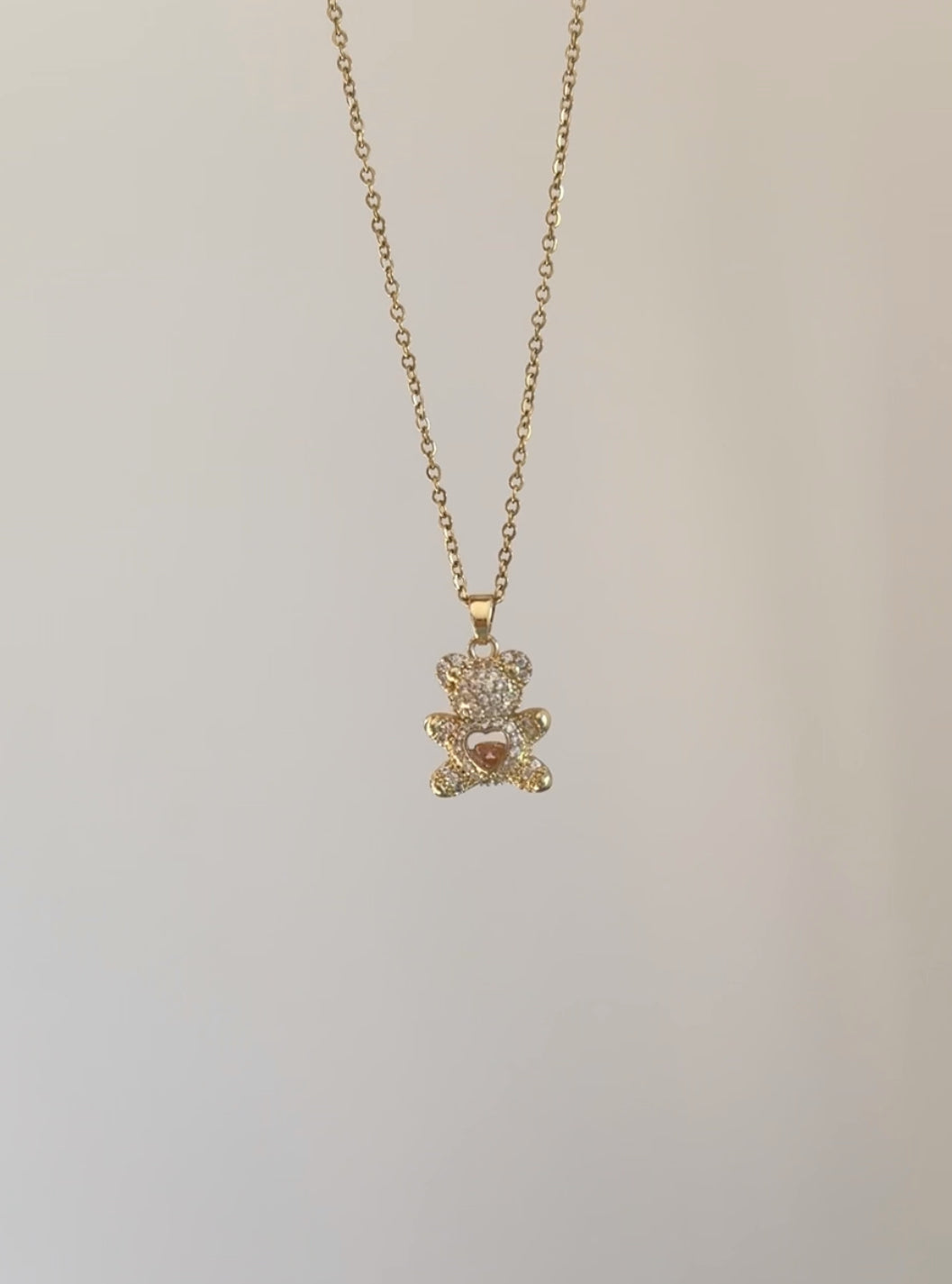 Heart teddy bear necklace