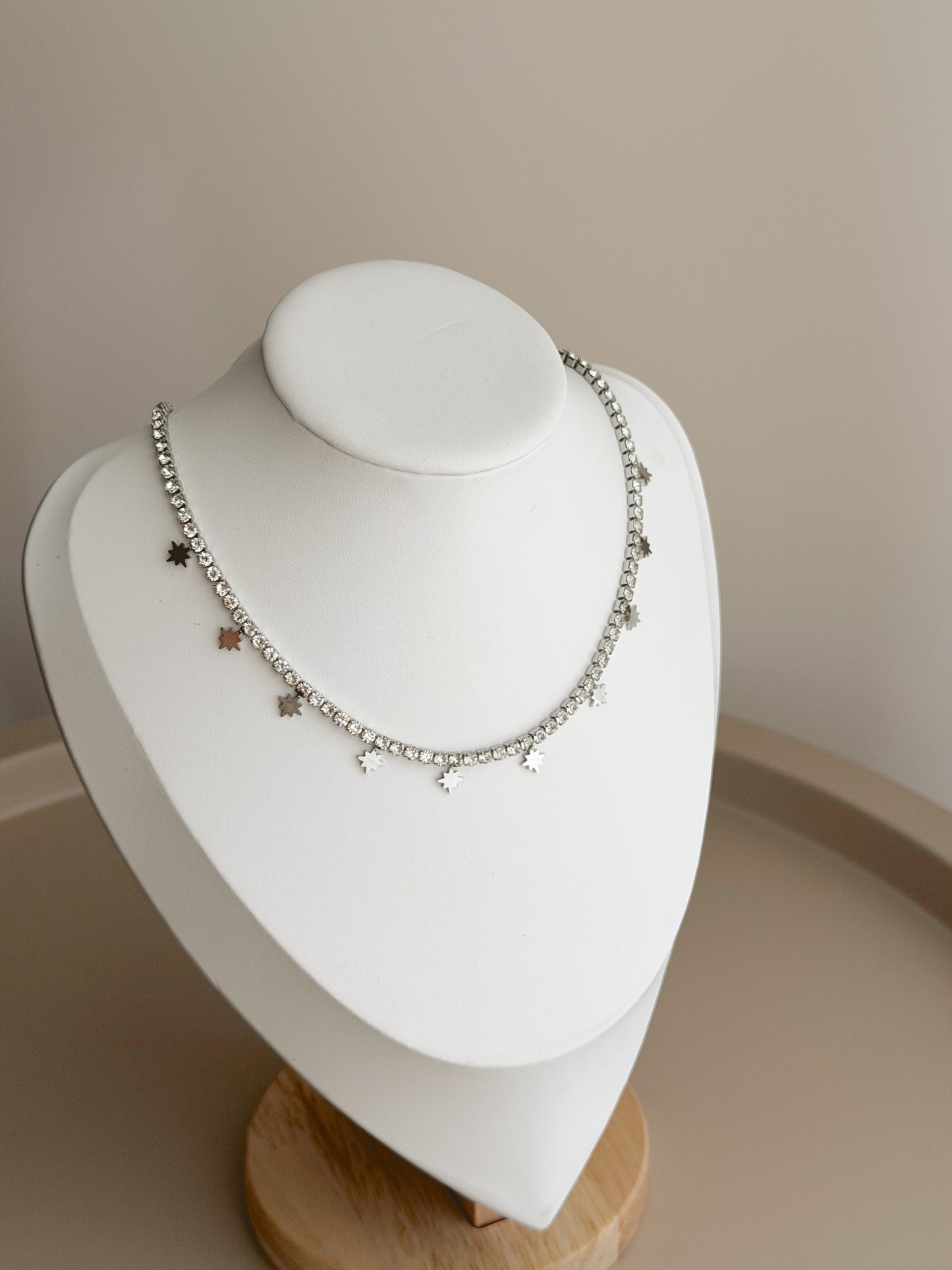 Silver sparkle tennis necklace
