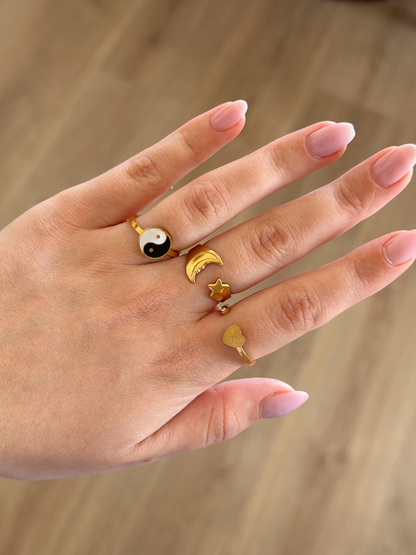 3 pcs rings set gold