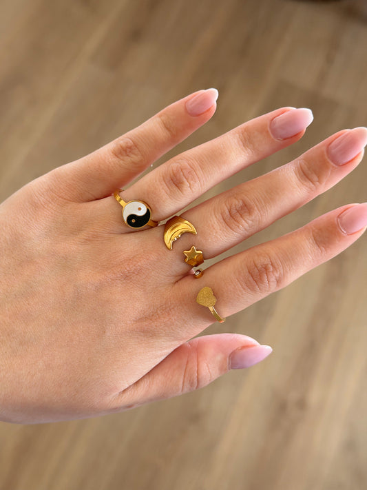 3 pcs rings set gold