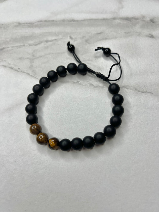 Adjustable tiger stone bracelet men