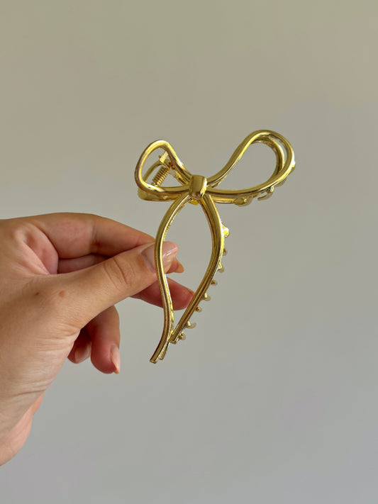 Metallic bow hair clip