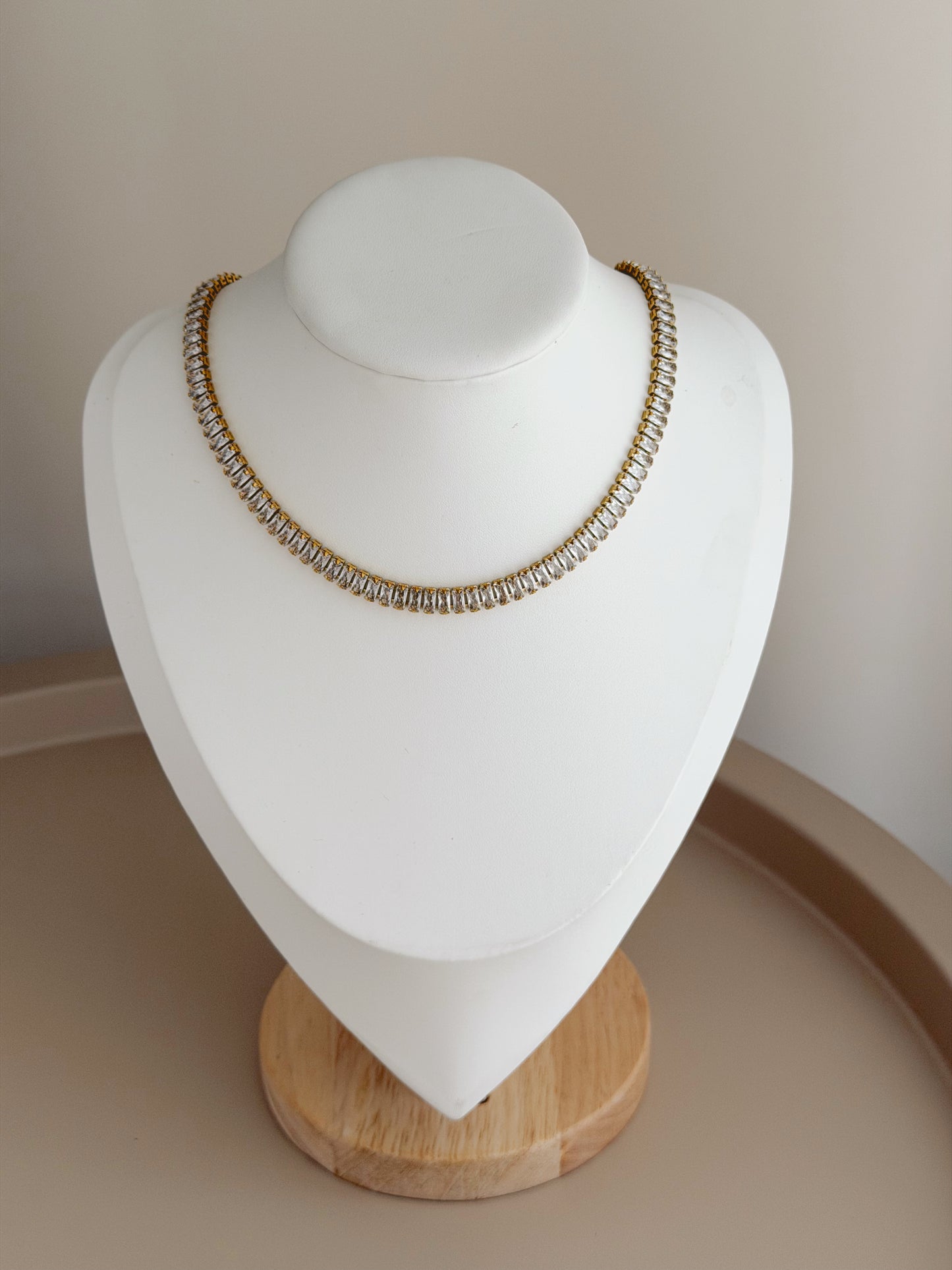Gold tennis necklace