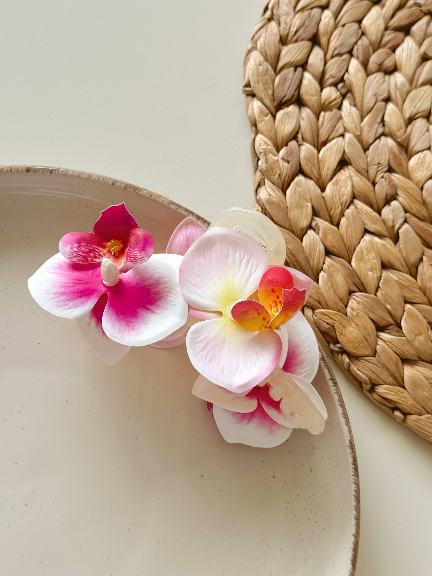 Orchid flower hair clip