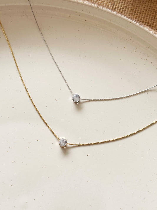 Minimal zircon stone necklaces
