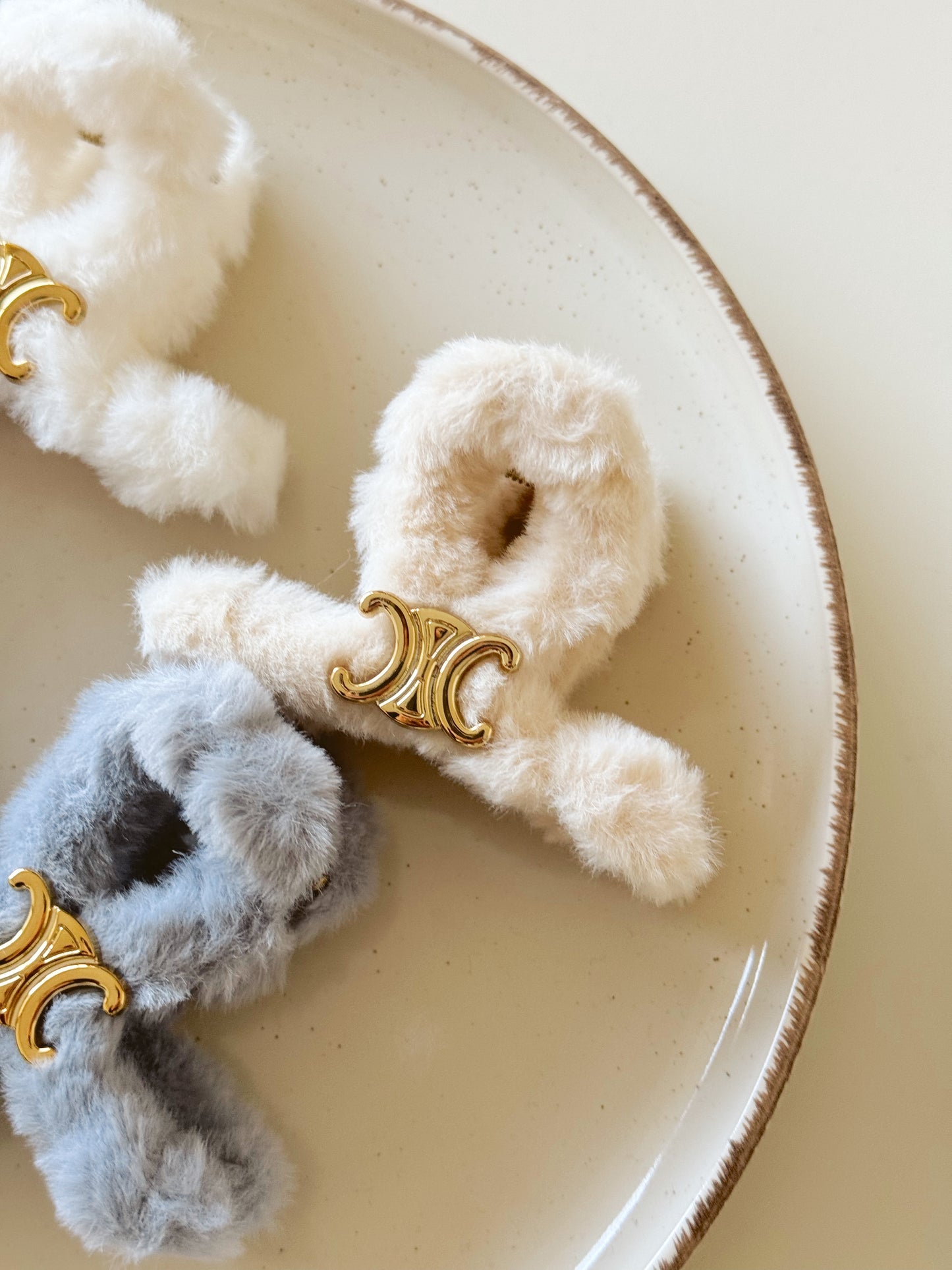 Celine plushy hair clips