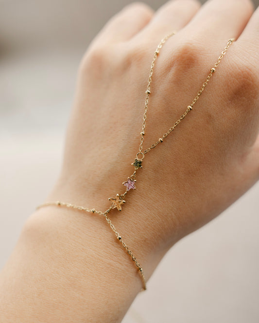 Colorful stars stone Hand chain gold