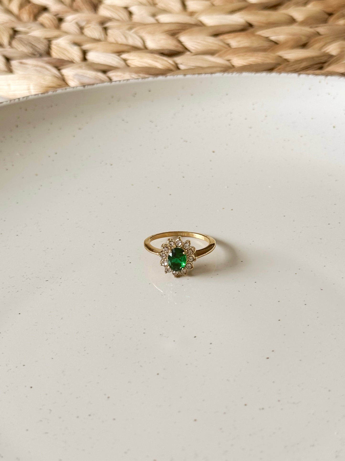 Green stone ring