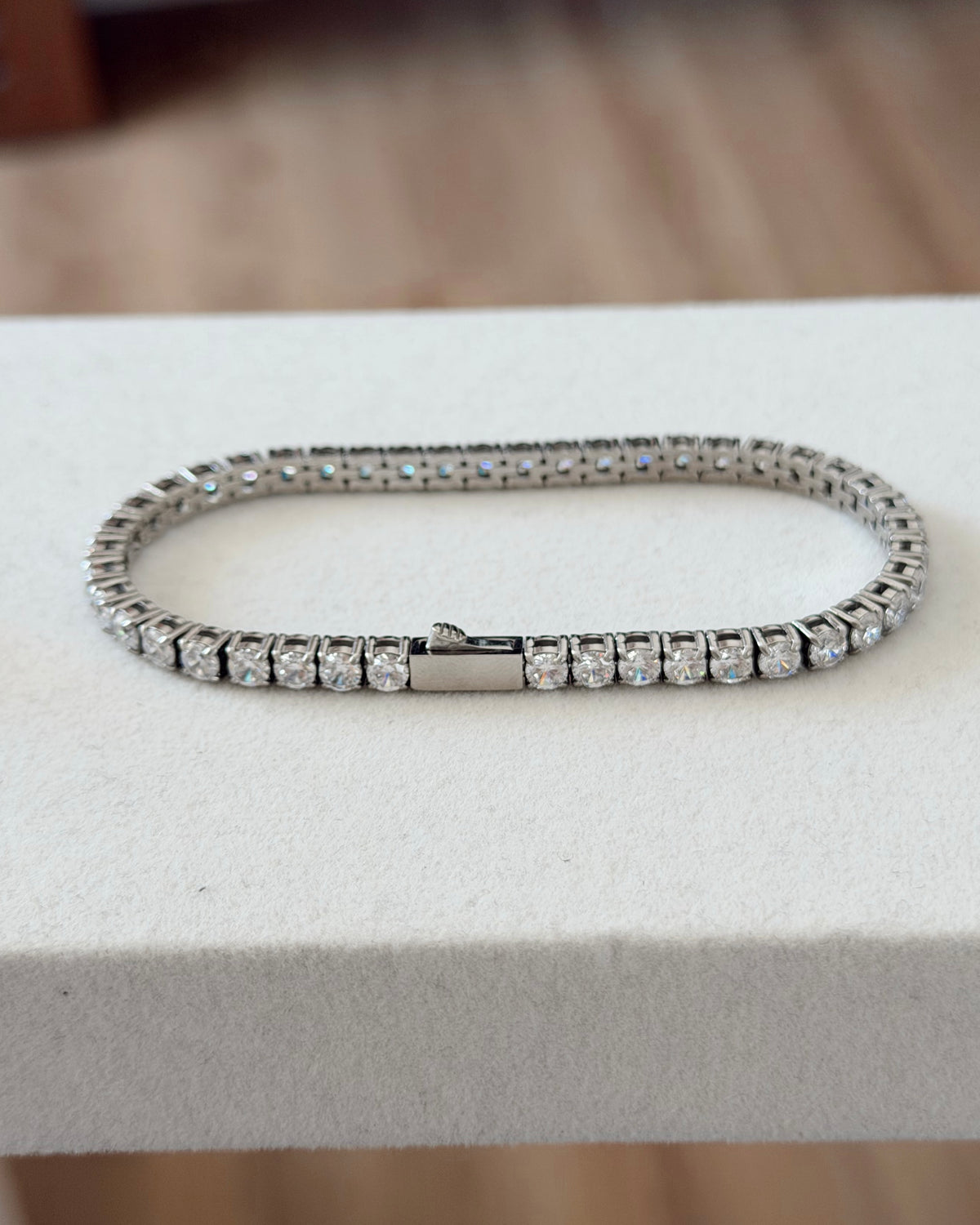 Premium zircon & stainless steel tennis bracelet unisex