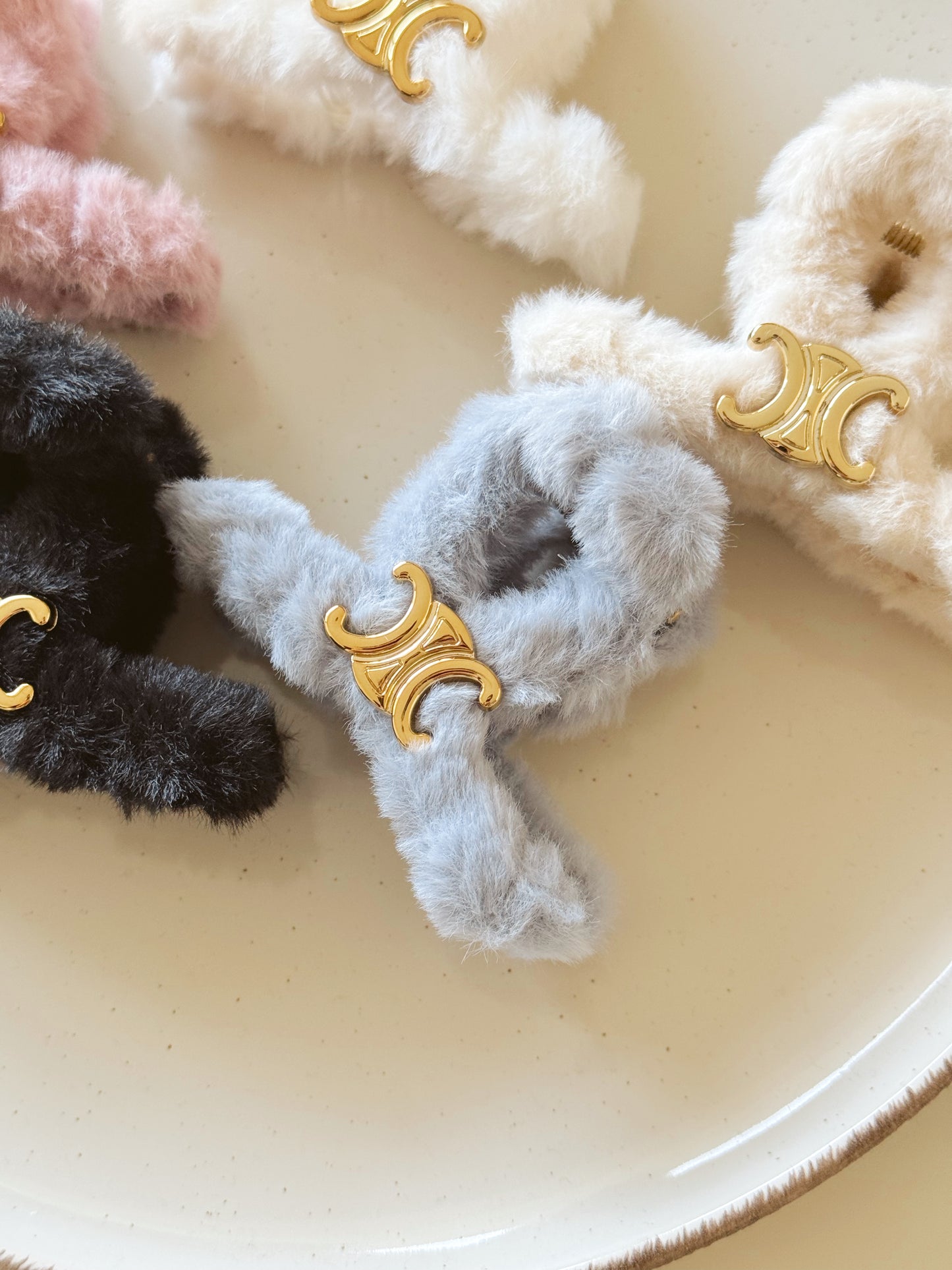 Celine plushy hair clips