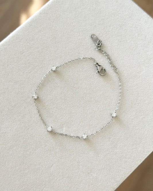 Minimalist stones silver bracelet