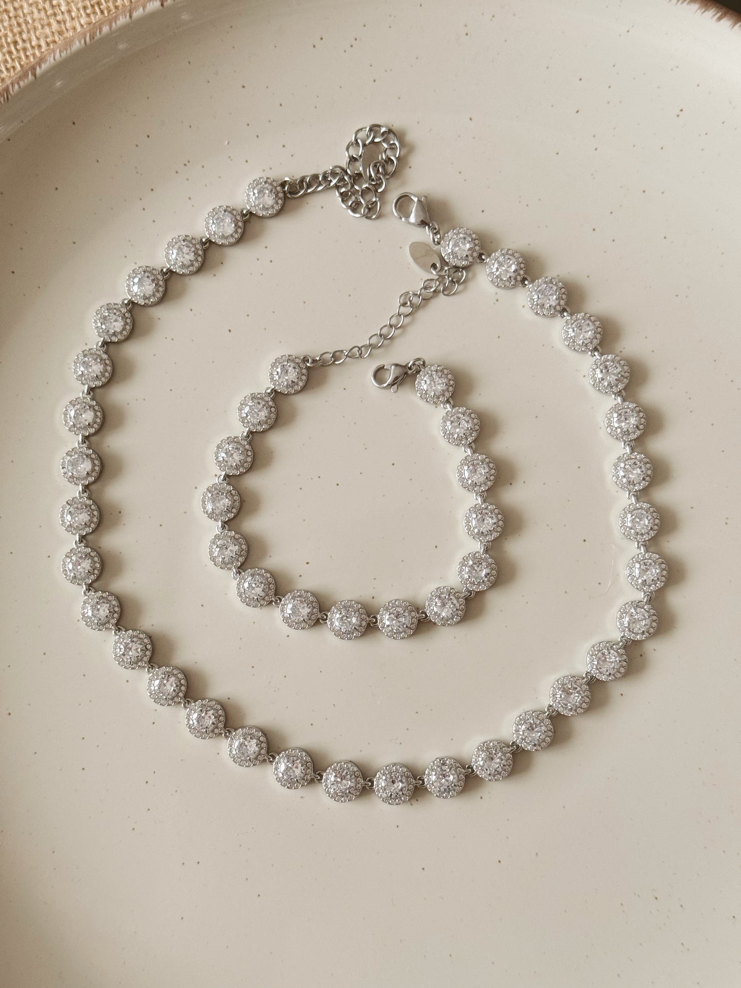 Swarovski necklace and bracelet silver
