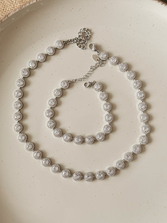 Swarovski necklace and bracelet silver