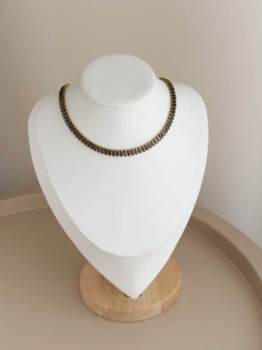 Black and gold tennis necklace