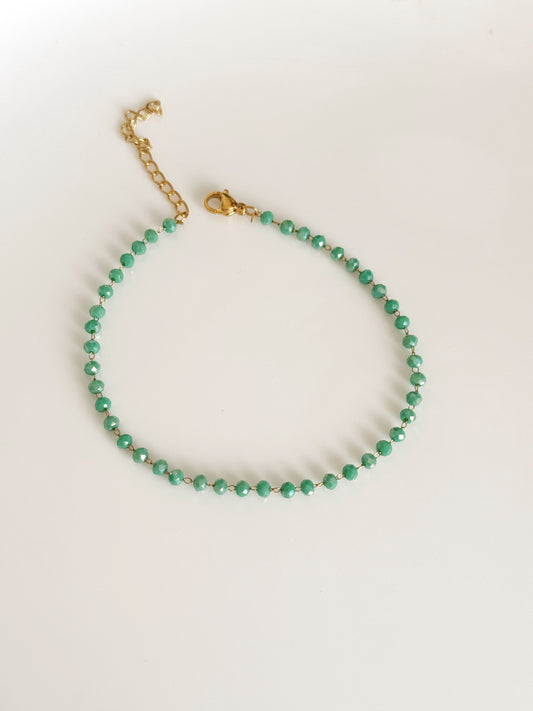 Green beads anklet