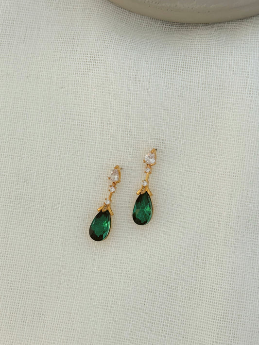 Green drop earrings