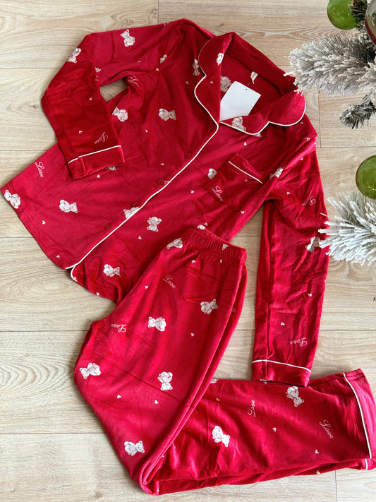 Red Teddy Bear Pajama Set