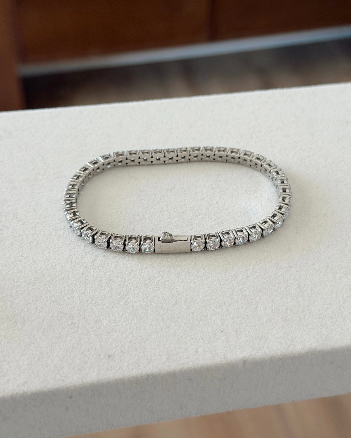 Premium zircon & stainless steel tennis bracelet unisex