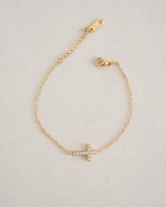 Gold cross bracelet