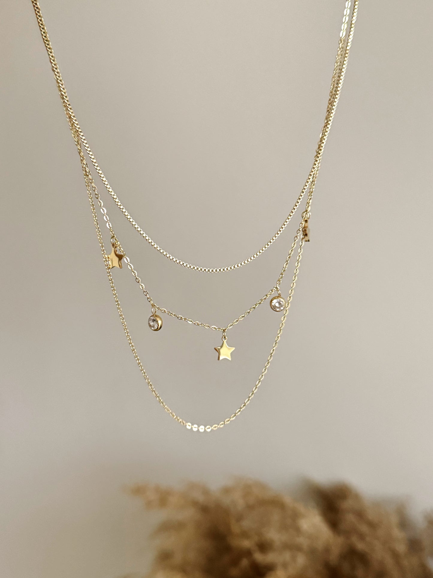 Triple stars necklace