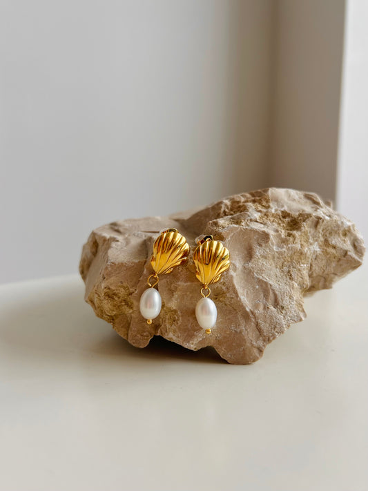 Shell and pearl summer earrings