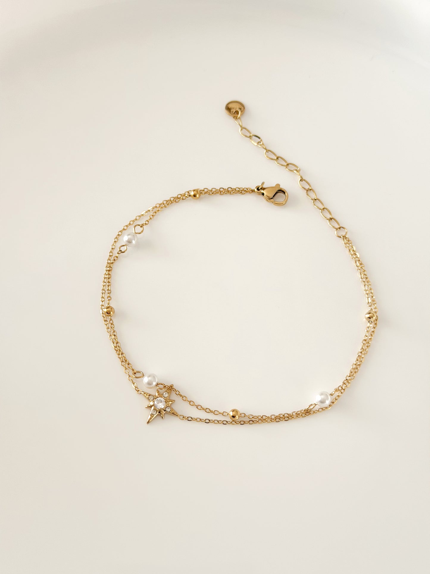 Double chain gold star anklet